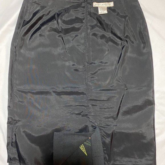 Beautiful Peter Martin 100% Silk Floral Embroidered Lined Skirt - Size 4 - Picture 5 of 6